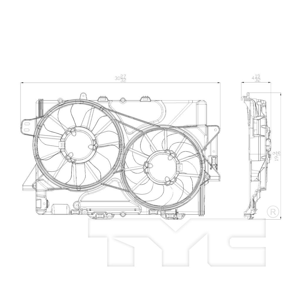 VOLKSWAGEN TOUAREG RADIATOR & A/C FAN ASSY(3.4L) (DUAL FAN)(2nd Design) OEM#19130587-PFM 2008-2009 PL# GM3115241