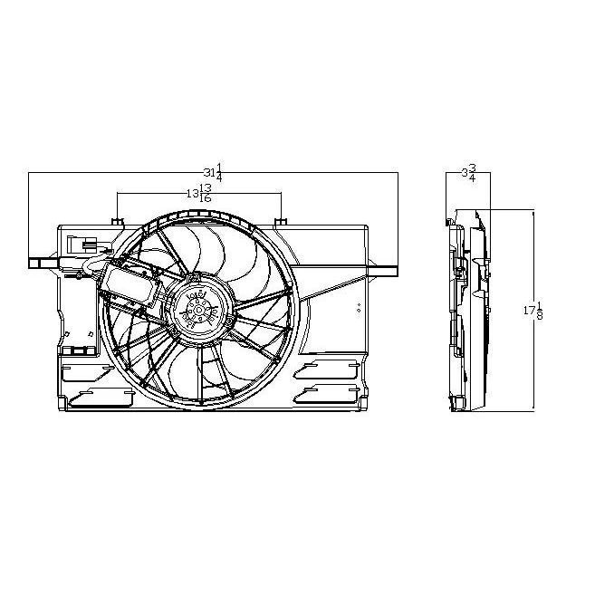 VOLVO VOLVO S40 (New Style) RADIATOR & A/C FAN ASSEMBLY (SINGLE FAN) OEM#312619885 2004-2011 PL# VO3115111