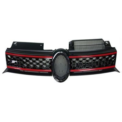 VOLKSWAGEN GTI 2/4DOORS GRILLE BLK/RED MOLDING OEM#5K0853651AKATK 2010-2014 PL#VW1200158